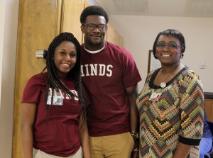 Hinds Community College students Elexus Moore of Port Gibson and Kamen Wells of Vicksburg and Hinds employee Priscilla Burks were among those at the Vicksburg-Warren Campus' Nursing Showcase on Jan. 24.