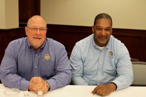 Kirk Blankenship, left, KLLM vice president of Driver Resources and Logistics, and Eric Redd, director of the KLLM Driving Academy, which is a partnership between Hinds Community College and KLLM Transport Services