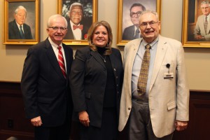 Board of Trustees President Paul Breazeale, Trustee Dr. Sue Townsend, Hinds President Dr. Clyde Muse