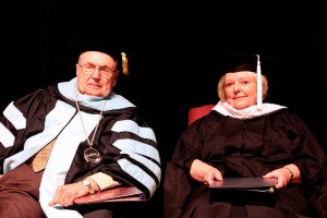 Mary Ann Sones was the speaker for the May 12 nursing and allied health graduation ceremony at Hinds Community College. She is with Hinds President Dr. Clyde Muse.