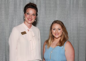 Among those recognized was Ashleigh Burns of Pearl, right, who received the Mississippi Telco Federal Credit Union Scholarship. She is shown with Alana Miles of Polkville, representing the credit union.