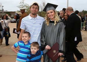 Sydne Allee of Pearl graduated from Hinds Community College on Dec. 16 with a Practical Nursing degree. With her are husband Aaron and sons Caiden, left, and Grayson.
