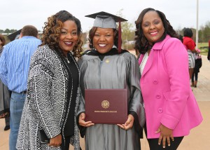 Shameeka Williams of Jackson, center, graduated from Hinds Community College on Dec. 16 with a Practical Nursing degree. With her are Maya Bostic, left, and Vernita Johnson, right.