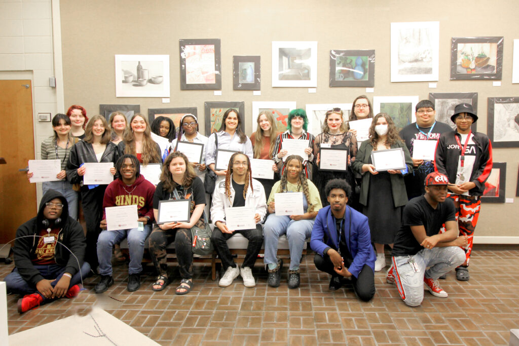 Group photo of winning art students