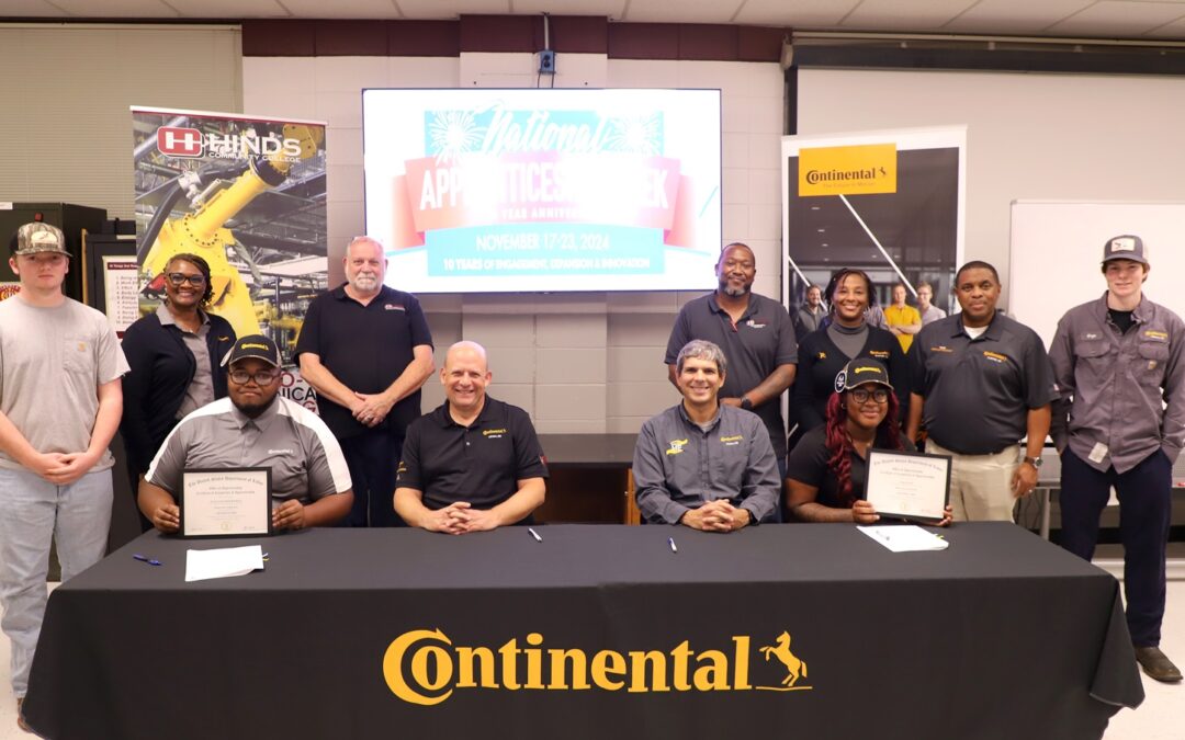 Continental Tire signs first Mechatronics Technician registered apprentices at Hinds CC